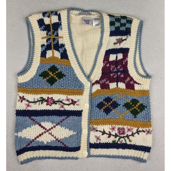 Huntington Ridge Women's Sweater Vest Vintage Hand-Knit Size Medium - Picture 1 of 8